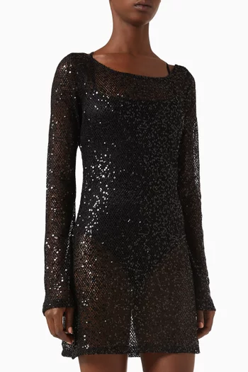 Sequin Long Sleeve Cover Up Dress