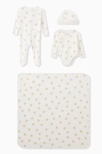 4-piece Star-print Baby Set in Cotton-jersey