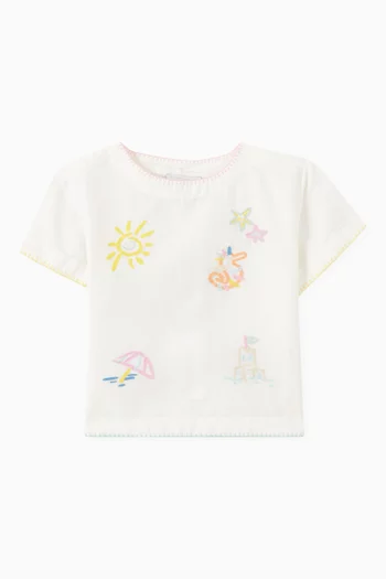 Embroidered T-shirt in Cotton