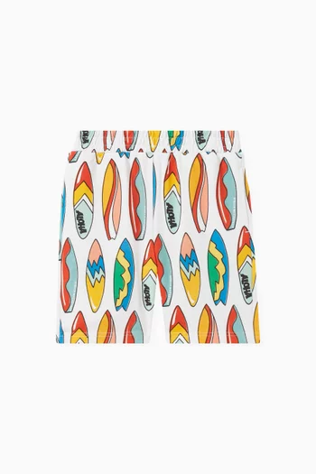 Surfboard Print Shorts in Cotton