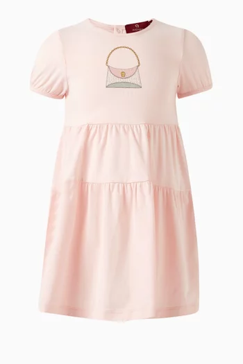 Logo-print Tiered Dress in Cotton-jersey