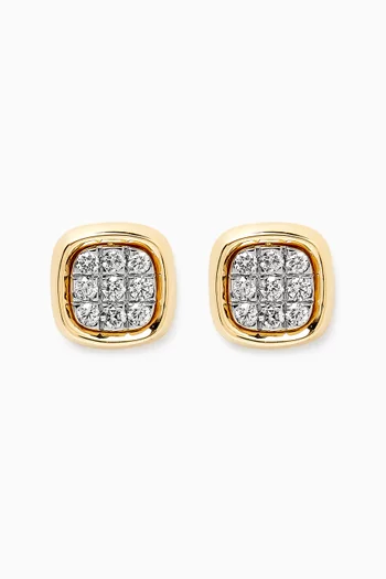 Illusion Cushion Diamond Earrings in 18kt Gold