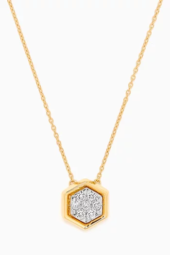 Illusion Pentagonal Diamond Necklace in 18kt Gold