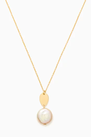Kiku Coin Pearl Necklace in 18kt Gold