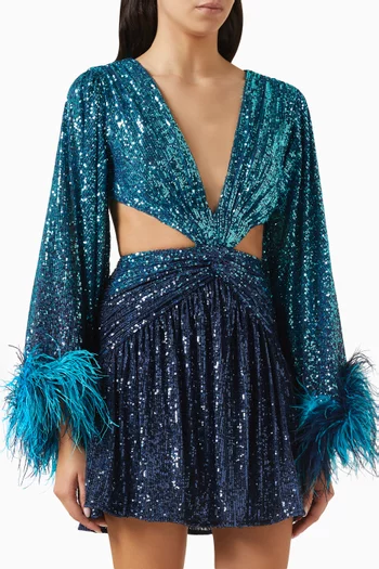 Ombre Cut-out Mini Dress in Sequin