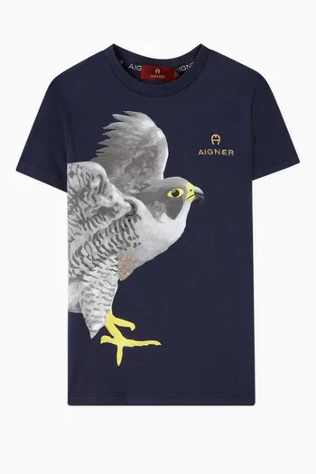 Bird-print T-Shirt in Cotton Jersey