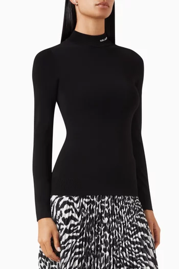 Logo Turtle-neck Sweater in Recycled Viscose