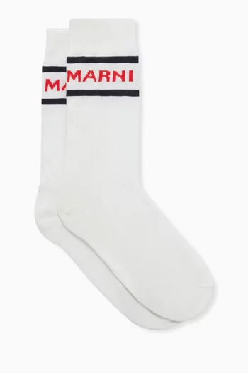 Logo Socks in Cotton-blend Knit