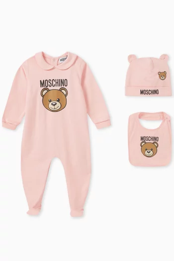 Teddy Bear Print Pyjamas Gift Set in Cotton