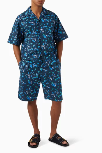 Abstract-print Shorts in Cotton