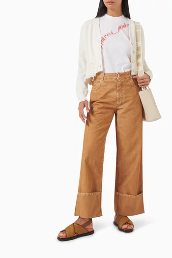 Logo-patch Turn-up Jeans in Denim
