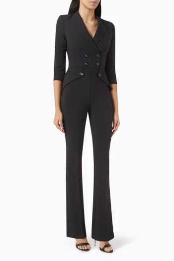 Double Layer Double-breasted Jumpsuit in Crepe