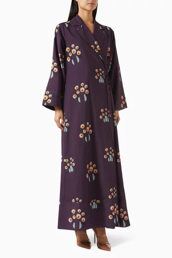 Floral-print Abaya in Cotton