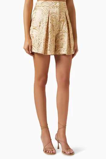 Floral Pleated Shorts in Cotton