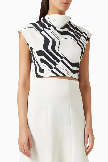 Piovra Printed Cropped Top in Satin