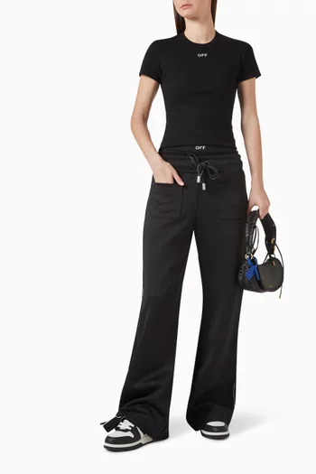 تي شيرت بشعار الماركة قطن بنسيج مضلع