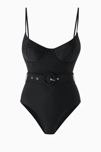 Noa Belted One-piece Swimsuit in Stretch Nylon