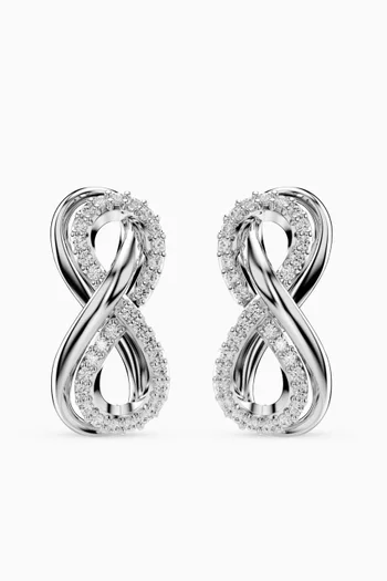 Infinity Crystal Stud Earrings in Gold-plated Metal