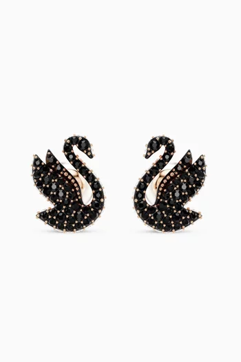 Iconic Swan Stud Earrings in Rose Gold-plated Metal