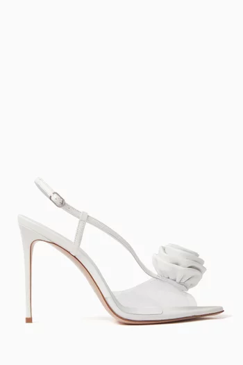 Rose Slingback 100 Sandals in Plexi & Leather