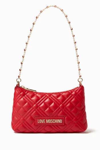 Small Smart Daily Shoulder Bag in Quilted Faux Leather