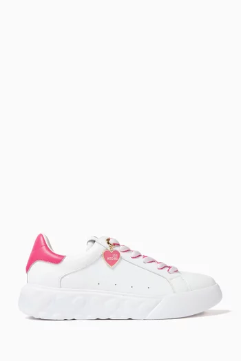Heart Low-top Sneakers in Smooth Leather
