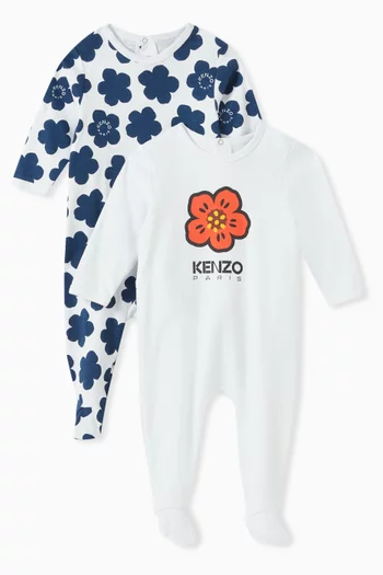 Boke Flower Sleepsuits in Cotton, Set of 2