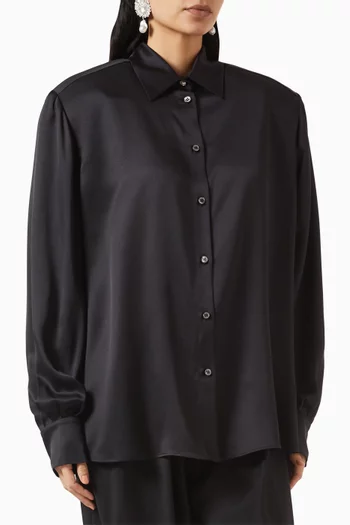 Padded-shoulder Shirt in Silk
