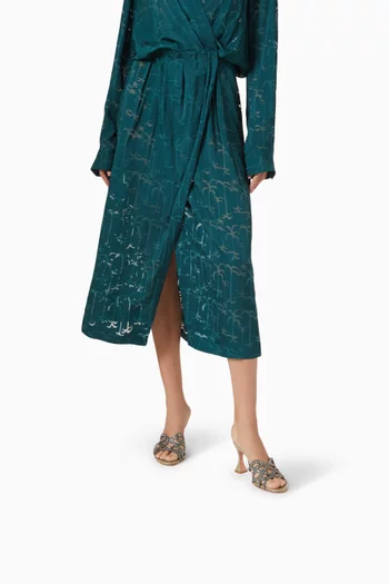 حذاء تيفاني مفتوح مرصع بكريستال بكعب 85 مم جلد بنقشة جلد التمساح