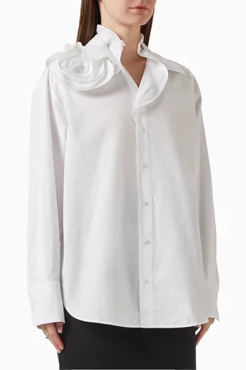 Valentino Garavani Floral-applique Shirt in Cotton Popeline