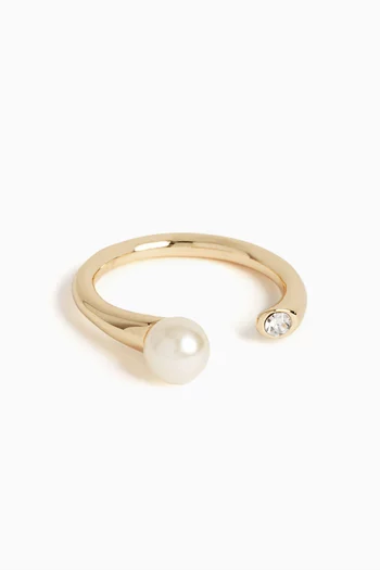 Open Pearl Ring in 14kt Gold-plated Brass