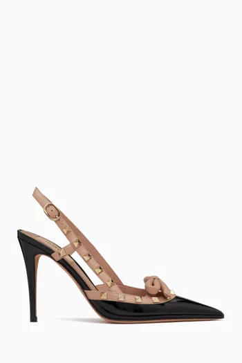 Rockstud Bow Slingback Pumps in Patent Leather