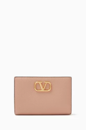 محفظة فرنسية فالنتينو غارافاني مسطحة بشعار حرف V جلد