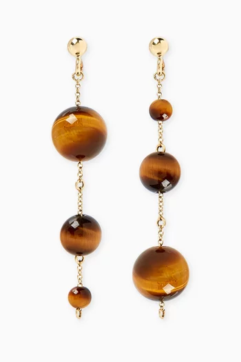 Tigers Eye Bubble & Chain Earrings in 18kt Recycled Yellow Gold