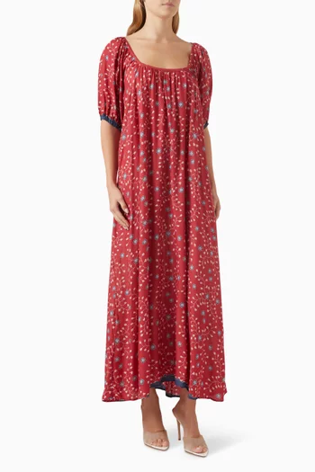 فستان فيفي طويل بنقشة زهور رايون