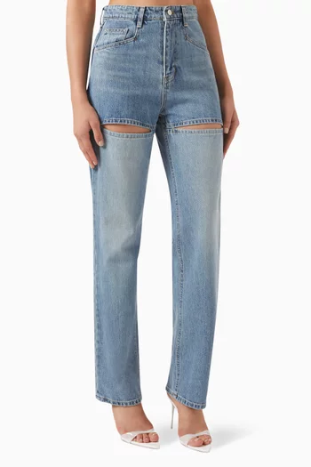 Front Slit Jeans in Denim