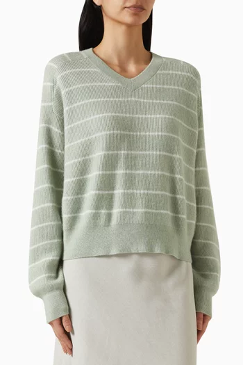 Striped Ribbed Jumper in Wool-cotton