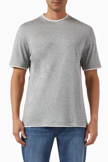 Faux-layering T-shirt in Silk Cotton