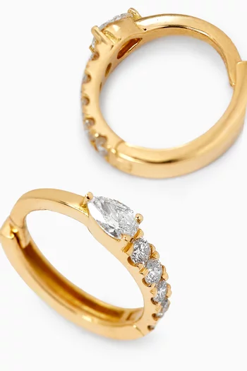 Pearl-shaped Diamond Huggie Earrings in 18kt Yellow Gold