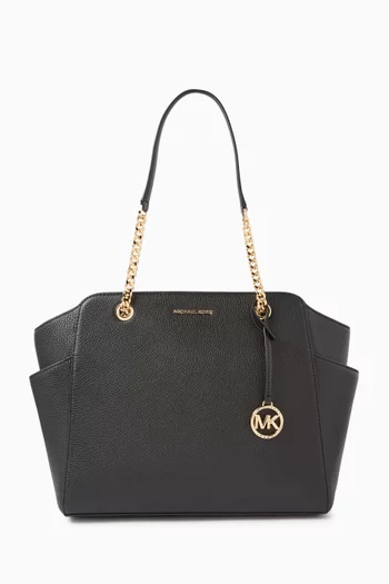 Medium Jacquelyn Tote Bag in Pebbled Leather