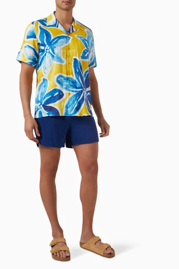 Embroidered Turtle Shorts in Terry Cotton
