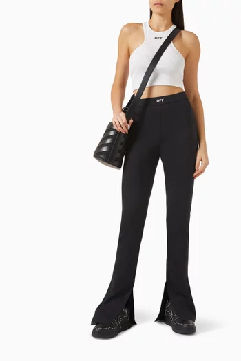 بلوزة قصيرة بلا أكمام بشعار الماركة قطن مطاطي