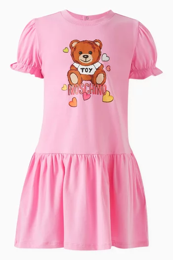 Teddy Bear Ruffled Dress in Cotton