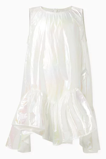 Sleeveless Ruffle Dress in Metallic Nylon