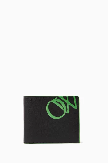 OW Logo Bi-Fold Wallet in Calf Leather