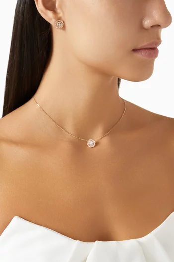 Tudor Rose Mini Icons Diamond Pendant Necklace in 18kt Rose-gold