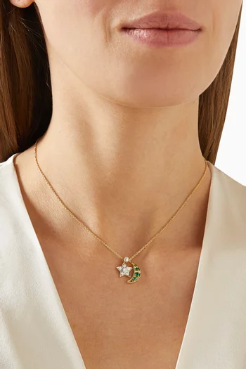 Starling Emerald & Diamond Necklace in 18kt Gold