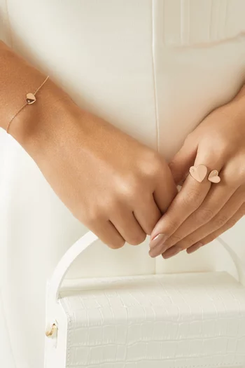 خاتم هيام قافلة على شكل قلب مرصع بالماس ذهب وردي عيار 18‏