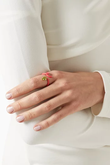 Baby Vine Tendril Enamel Ring in 9kt Yellow Gold & Silver