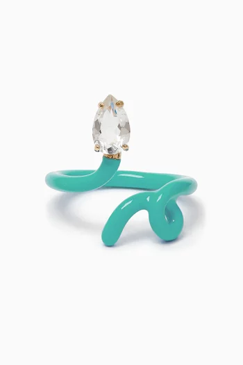 Baby Vine Tendril Enamel Ring in 9kt Gold & Silver